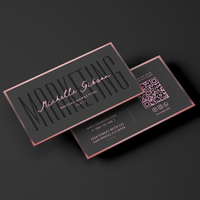Cartão De Visita Aesthetic Pink Black Marketing Professional  (Aesthetic Pink Black Marketing Professional Business Card
)