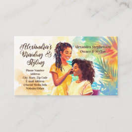 Cartão De Visita African-American Black Hairstylist Salon Braiding