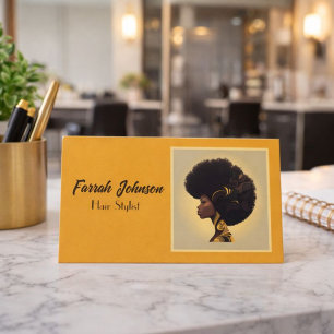 Cartão De Visita Afro-Mulher Afro Stylist Natural