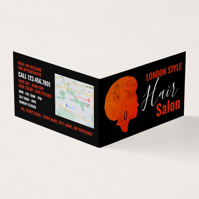 Cartão De Visita Afro Style, Hair Stylist, Hair Salon Loyalty Card, (Exterior)