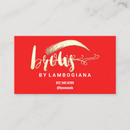 Cartão De Visita Aftercare Brota Logotipo Dourado Microblading Red 