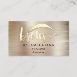 Cartão De Visita Aftercare Brows Logotipo Microblading Rosa Dourado