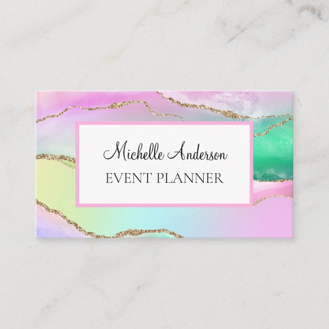 Cartão De Visita Agata-Arco Dourada Rosa (Frente)