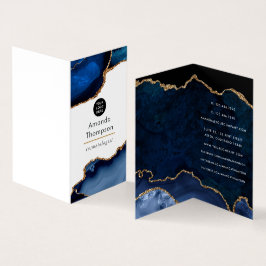 Cartão De Visita Ágata Preciosa Azul Marinho e Dourado Corporativo