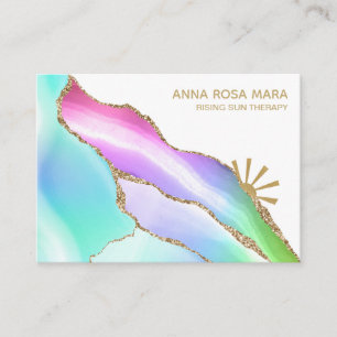 Cartão De Visita *~* Agate Arco-Íris Agate Gliter Branco Dourado P