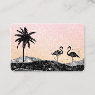 Cartão De Visita *~* Agate Crystal Palm Tree Tropical Flamingo
