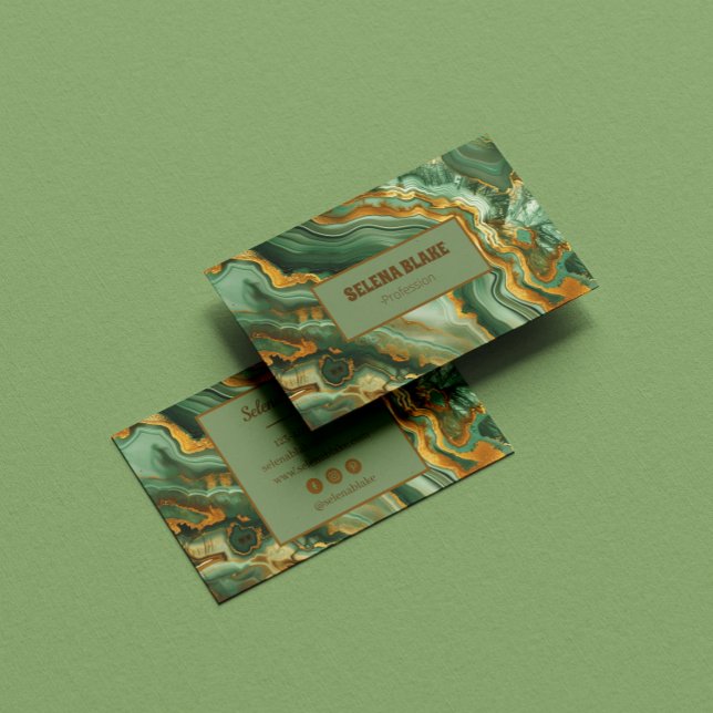 Cartão De Visita Agate de luxo moderno - Script de Litter e Na moda (Criador carregado)