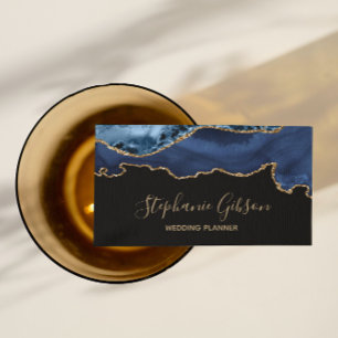 Cartão De Visita Agate Dourado Azul marinho