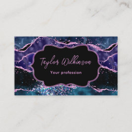 Cartão De Visita Agato do Oceano Glitor Azul-marinho e Roxo