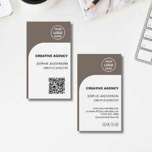 Cartão De Visita Agência Criativa de Logo QR Moderna