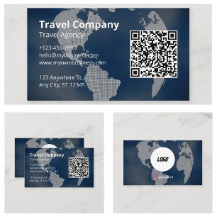 Cartão De Visita Agência de Viagens Profissional Código QR