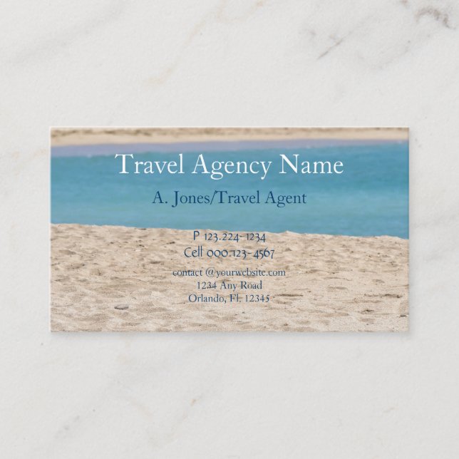 Cartão De Visita Agência Viagem, Praia e Areia (Frente)