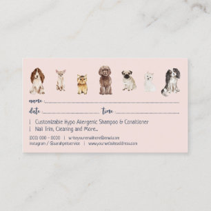 Cartão De Visita Agendamento de Higiene do Cachorro Fofo Rosa Marin