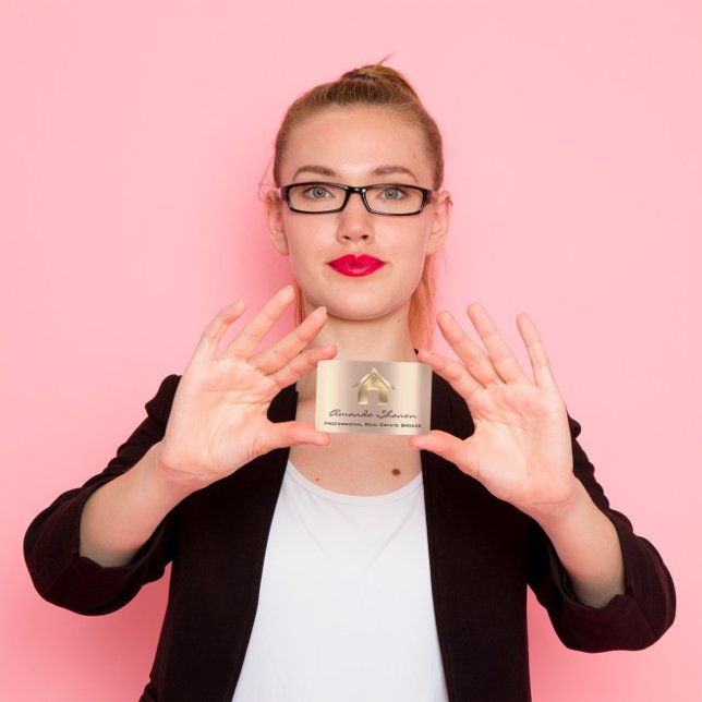 Cartão De Visita Agente de Agente Imobiliário Profissional Rosa QR (Criador carregado)