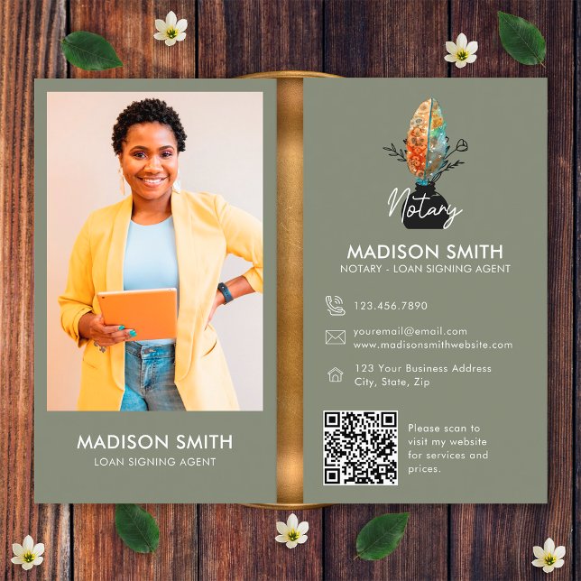Cartão De Visita Agente de Assinatura de Empréstimo Notário do Códi (Front and Back)