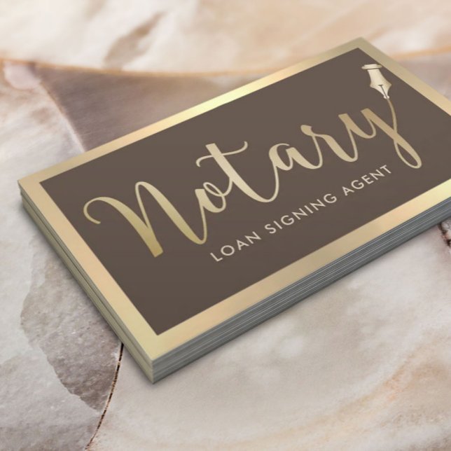 Cartão De Visita Agente de Assinatura de Empréstimo Notário Dourado (Criador carregado)