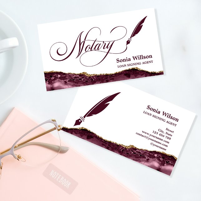 Cartão De Visita Agente de Assinatura de Empréstimo Notário Modern  (Criador carregado)