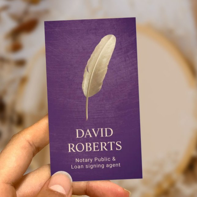 Cartão De Visita Agente de Assinatura de Empréstimo Notário Purple  (Criador carregado)