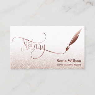 Cartão De Visita Agente de Assinatura de Empréstimo Notário Rosa Do