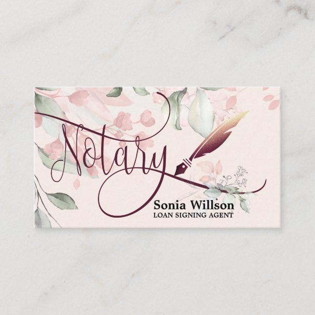 Cartão De Visita Agente de Assinatura de Empréstimo Notário Rosa Do (Frente)