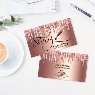 Cartão De Visita Agente de Assinatura de Empréstimo Notário Rosa Do