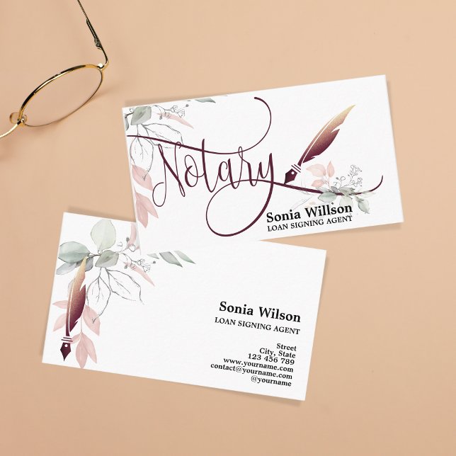 Cartão De Visita Agente de Assinatura de Empréstimo Notário Rosa Do (Criador carregado)