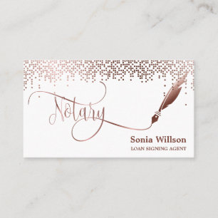 Cartão De Visita Agente de Assinatura de Empréstimo Notário Rosa Do