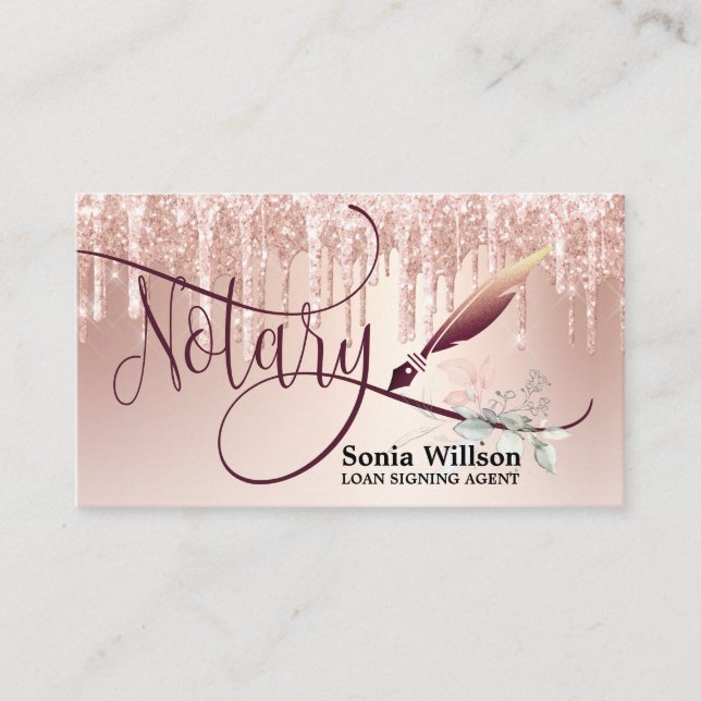 Cartão De Visita Agente de Assinatura de Empréstimo Notário Rosa Do (Frente)