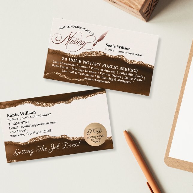 Cartão De Visita Agente de Assinatura de Notário e Empréstimo Móvel (Criador carregado)