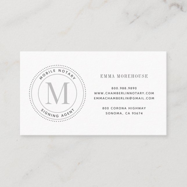 Cartão De Visita Agente de Assinatura Notária de Carimbo de Carimbo (Frente)