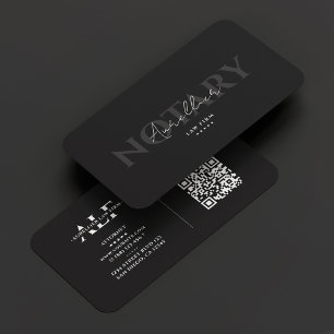 Cartão De Visita Agente de Assinatura Notária Elegante Cinza Escura