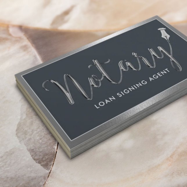 Cartão De Visita Agente de Assinatura Notária Móvel Moderno Metálic (Criador carregado)