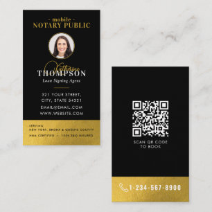 Cartão De Visita Agente de Assinatura Notarial Código QR Foto Black
