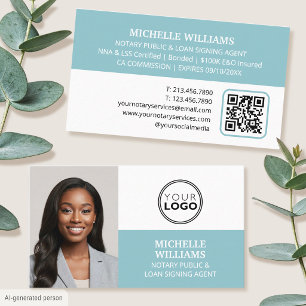 Cartão De Visita Agente de Assinatura Notarial Código QR Logo Foto