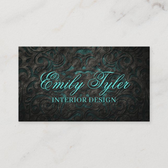 Cartão De Visita Agente de Designer Interior da Flor Ornamental Neg (Frente)