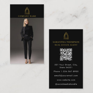 Cartão De Visita Agente de Imóveis de Foto Profissional de Logotipo