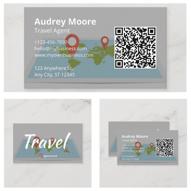 Cartão De Visita Agente de Viagem personalizável (Customizable Travel Agent Business Cards)