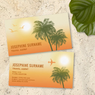 Cartão De Visita Agente de Viagens do Pôr do Sol Tropical das Palme