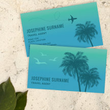 Agente de Viagens Tropical Palma Gradiente Azul Aq