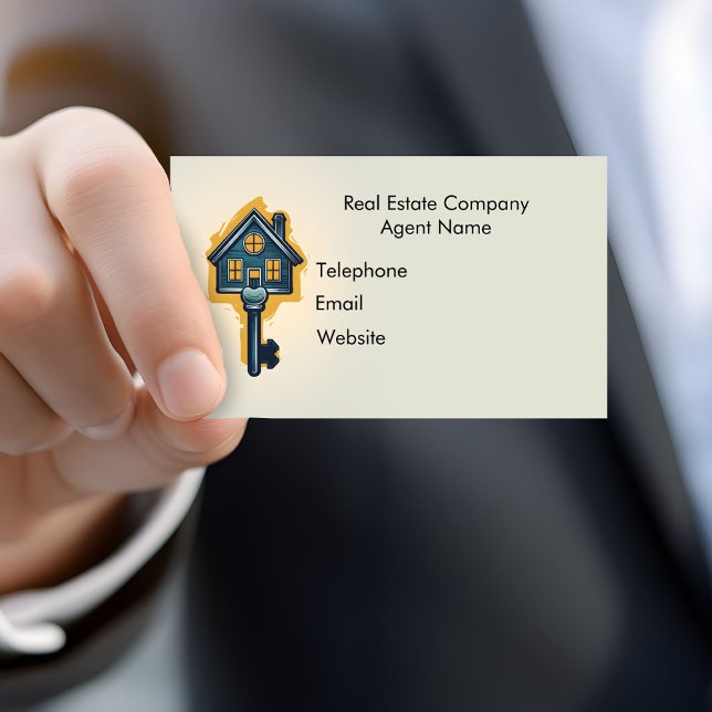 Cartão De Visita Agente imobiliário (A hand holds a real estate agent's business card.)