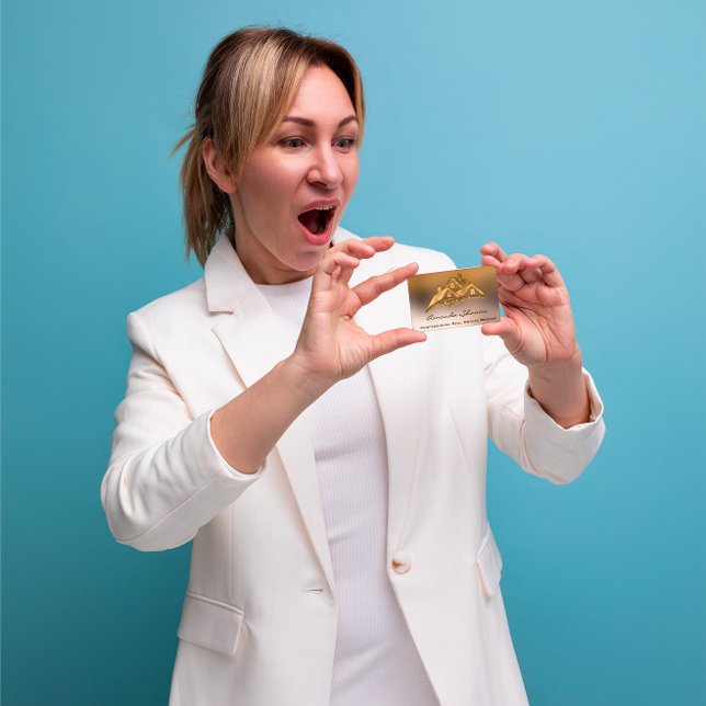 Cartão De Visita Agente Imobiliário Broker House Glitter Dourado Ho (Real Estate Agent Broker House Glitter Gold House Business Card)