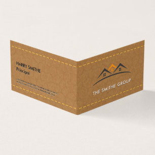 Cartão De Visita Agente imobiliário   Casas   Couro-pregado