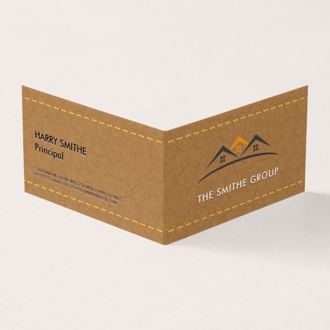 Cartão De Visita Agente imobiliário | Casas | Couro-pregado (Exterior)