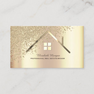 Cartão De Visita Agente Imobiliário de Diamantes de Ouro Elegante 