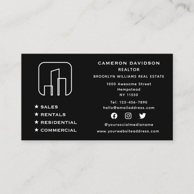 Cartão De Visita Agente imobiliário de mídia social Realtor New Hom (Frente)