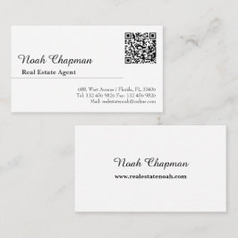 Cartão De Visita Agente Imobiliário Elegante de Código QR Moderno