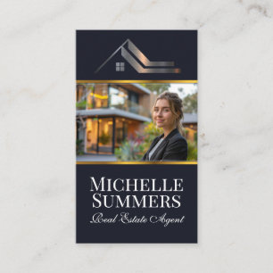 Cartão De Visita Agente imobiliário em frente ao lar moderno