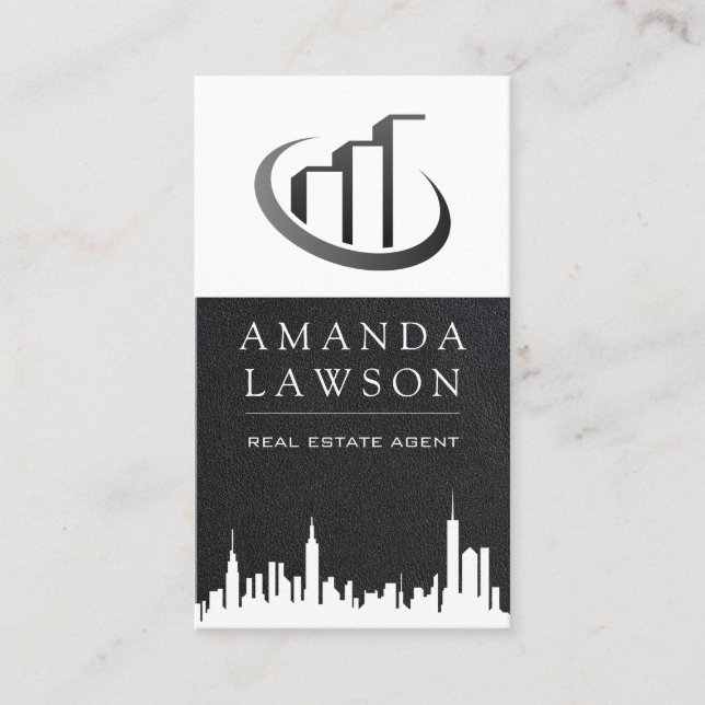 Cartão De Visita Agente imobiliário | Executivo Leather Lux (Frente)