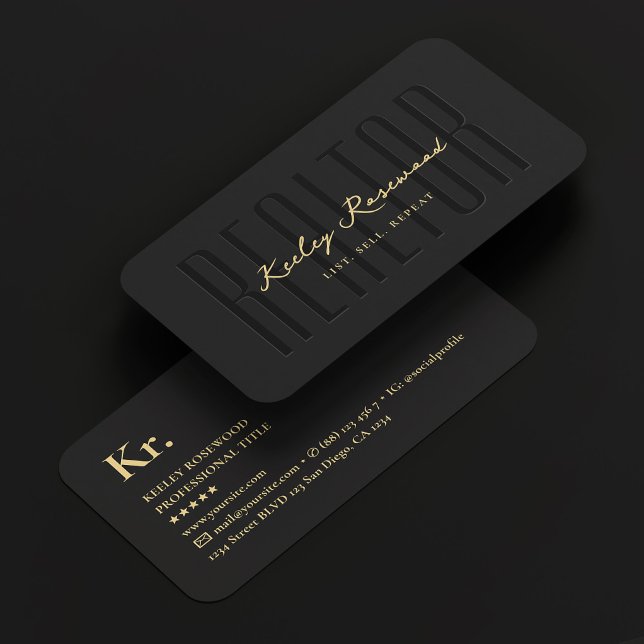 Cartão De Visita Agente Imobiliário Imobiliário Imobiliante Black M (Realtor Real Estate Agent Elegant Black Modern Business Card
)