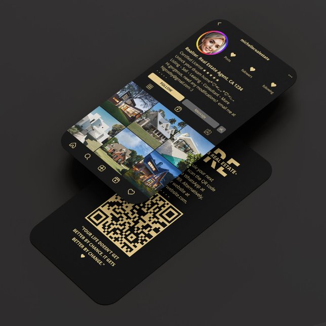 Cartão De Visita Agente Imobiliário Imobiliário Preto Elegante (Realtor IG Elegant Black Modern Real Estate Agent Business Card
)